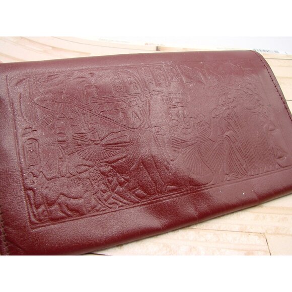 Egyptian Pharoah Embossed Iridescent Bi-Fold Wallet Made in Egypt Vegan Leather - Picture 4 of 13